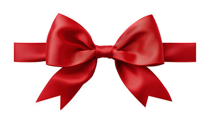 Red satin ribbon. Gift wrapping, decorative bow knot red ribbon. Transparent background. PNG. Generative AI