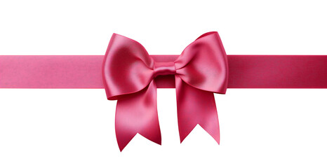 Pink satin ribbon. Gift wrapping, decorative bow knot red ribbon. Transparent background. PNG. Generative AI