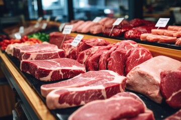Fresh quality meat showcased at a butcher's shop