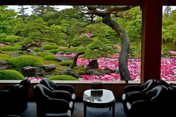 牡丹　日本庭園　島根　由志園