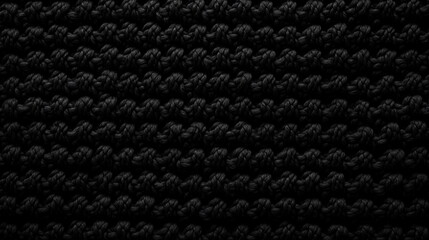 Black knitted wool fabric pattern, warm sweater texture background. Generative AI