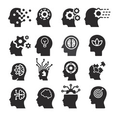 Simple Set of Mind Process Related Vector Line Icons. Outline Symbol Collection.