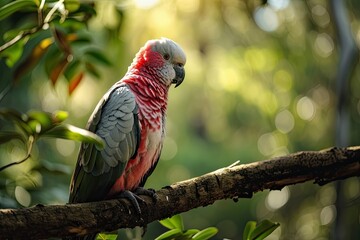 Portrait of Roseicapilla bird with beautiful feather standing on the wood branch AI Generative