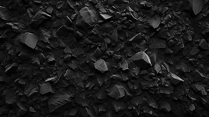 Fotobehang Black charcoal stone texture background. Gray coal, gravel, stone texture. Close-up. Macro. Generative AI © seogi