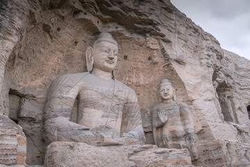 Fototapeta na wymiar Yungang Grottoes. World cultural heritage in Datong, Shanxi, China