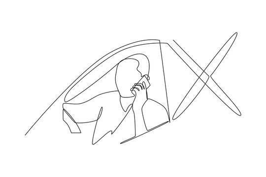 One continuous line drawing of Safety and transport concept. Doodle vector illustration in simple linear style.