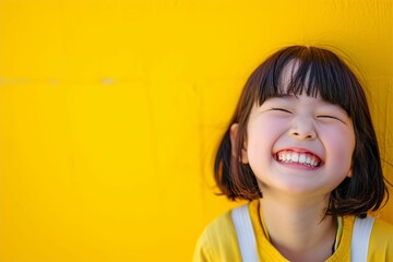 幸せそうな笑顔の女の子のポートレート（子供・日本人・アジア人） - obrazy, fototapety, plakaty