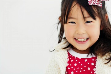 幸せそうな笑顔の女の子のポートレート（子供・日本人・アジア人） - obrazy, fototapety, plakaty