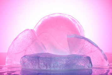 pink ice for product presentation podium