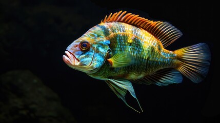 Fototapeta premium Cichlid in the dark background