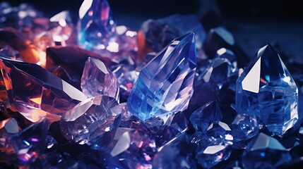 Crystals, shiny crystal texture, crystal prism effects, - Generative AI
