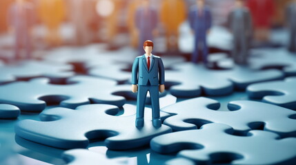 Employee management with puzzle piece - Generative AI