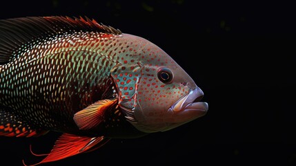 Fototapeta premium Firemouth Cichlid in the dark background