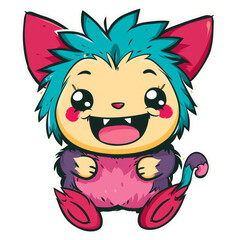 Fototapeta premium cute cartoon with cat ear and ape tail