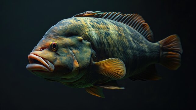 Oscar fish in the dark background