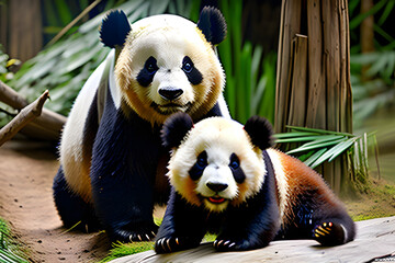 a picture of two pandas.Generative AI
