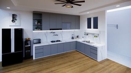 modern kitchen interior with kitchen