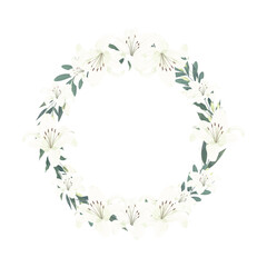 White Lily Wreath Flower Frame Background