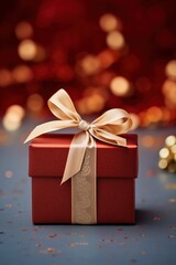 Obraz premium A close-up on a simplistic and modern holiday gift box AI generated