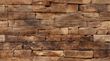 Vintage old brick wall. stonewall. Texture pattern background of rough, uneven and uneven bricks. Close up. Generative AI