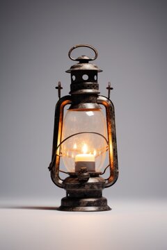 A gently flickering lantern against a white backdrop  AI generated