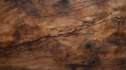 Naklejka premium Close-up background of an old wooden surface texture with growth rings, cracks, and charring.