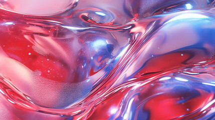 Red shiny holographic iridescent liquid macro photograph texture - Generative AI