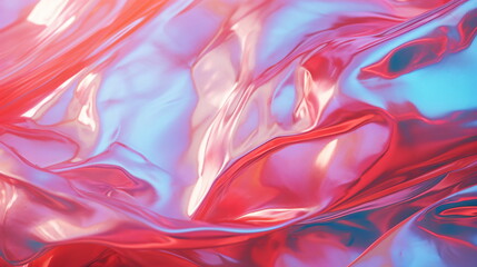 Red shiny holographic iridescent liquid macro photograph texture - Generative AI