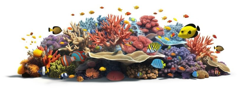 beautiful underwater scenery with various types of fish and coral reefs.