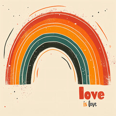 an illustration of a rainbow with the words Love is Love
