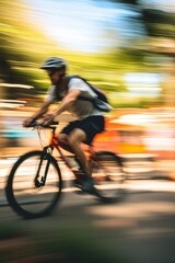 An unfocused cyclist speeding down a hill AI generated