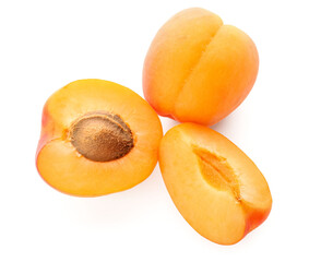 Naklejka na ściany i meble Ripe apricots isolated on white background