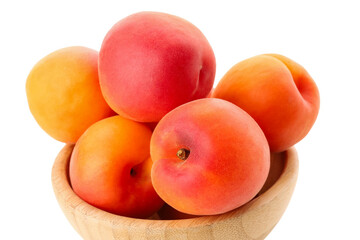 Fototapeta na wymiar Bowl with ripe apricots isolated on white background