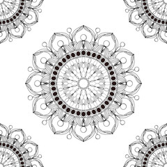 Mandala for coloring book, round ornament, irregular floral shape decoration, oriental vector, stress therapy pattern, weave yoga vector logo design element. adult mandala for coloring