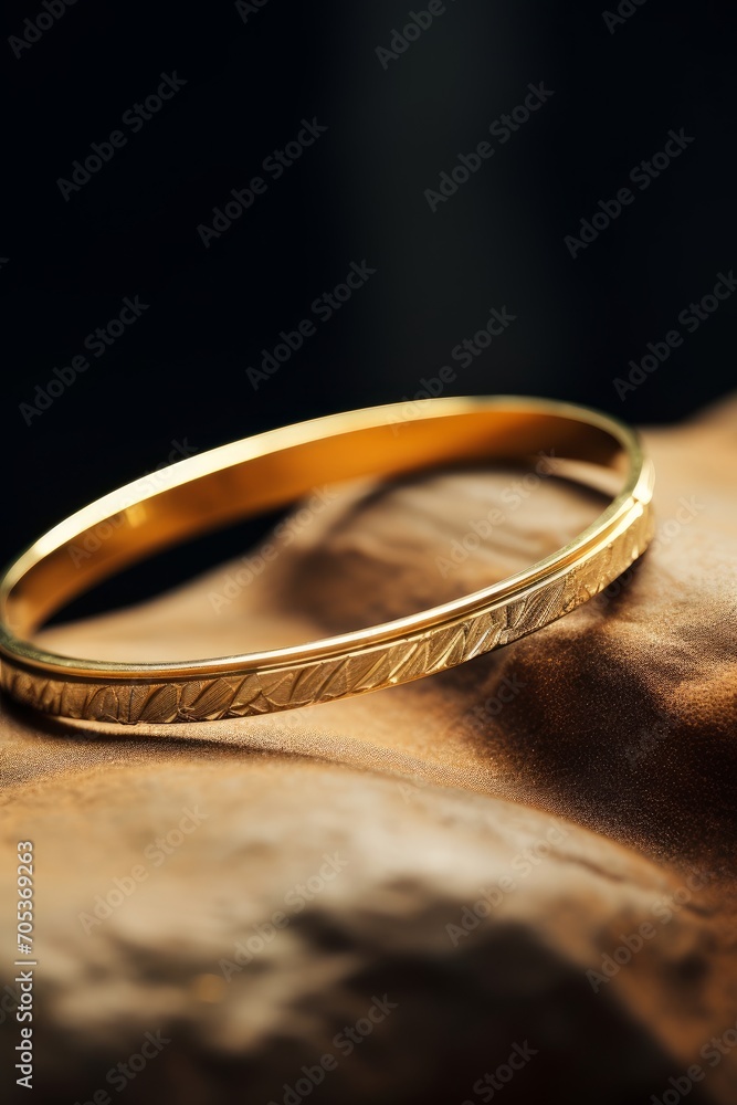 Aufkleber close up of a simple gold bangle on a table ai generated