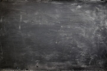 texture of dirty dark school blackboard with stains of chalk lines and school chalk eraser - Generative AI - obrazy, fototapety, plakaty
