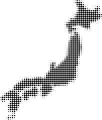 Japan country map made of halftone abstract