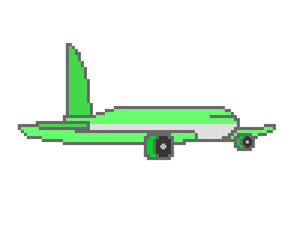 Pixel art Green Airplane Illustration