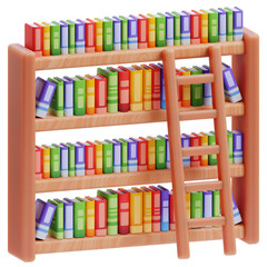 PNG 3D bookshelf icon isolated on a white background