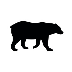 Vector flat hand drawn grizzly bear silhouette isolated on white background