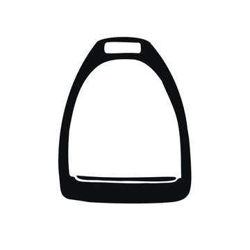 Vector hand drawn doodle sketch horse riding stirrup isolated on white background