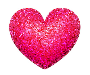 Single 3d pink jelly candy heart with glitters. Happy Valentine's day clip art for banner or letter template.
