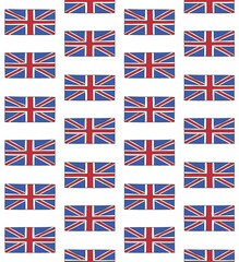 Vector seamless pattern of hand drawn doodle sketch Great Britain flag isolated on white background