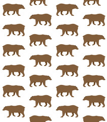 Fototapeta premium Vector seamless pattern of flat hand drawn grizzly bear isolated on white background