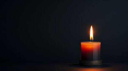 Minimalist view of a flickering candle in the dark  AI generated