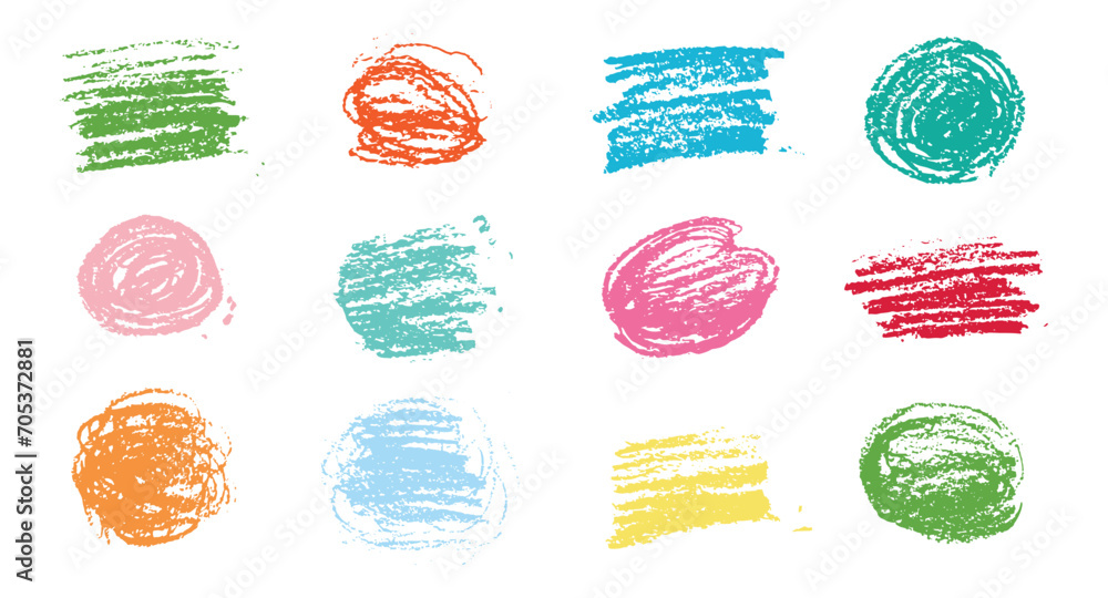 Poster chalk texture stain set. hand drawn chalk background doodle effect stain collection for crayon brush
