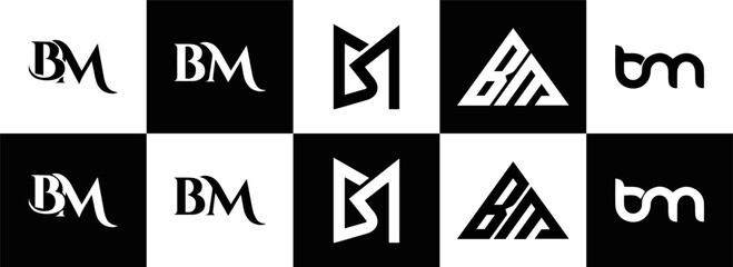 BM logo. B M design. White BM letter. BM, B M letter logo design. Initial letter BM letter logo set, linked circle uppercase monogram logo. B M letter logo vector design.	
