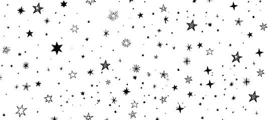 Pattern with black stars on a white background