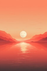 Synonym of a minimalist warm-toned sunset  AI generated