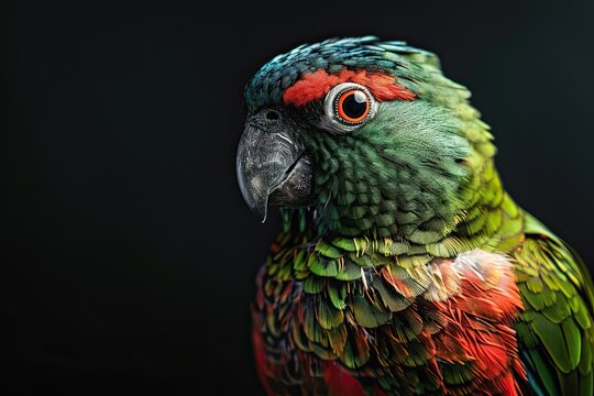 Portrait beautiful of Blue-faced Parrot Finch in black background AI Generative